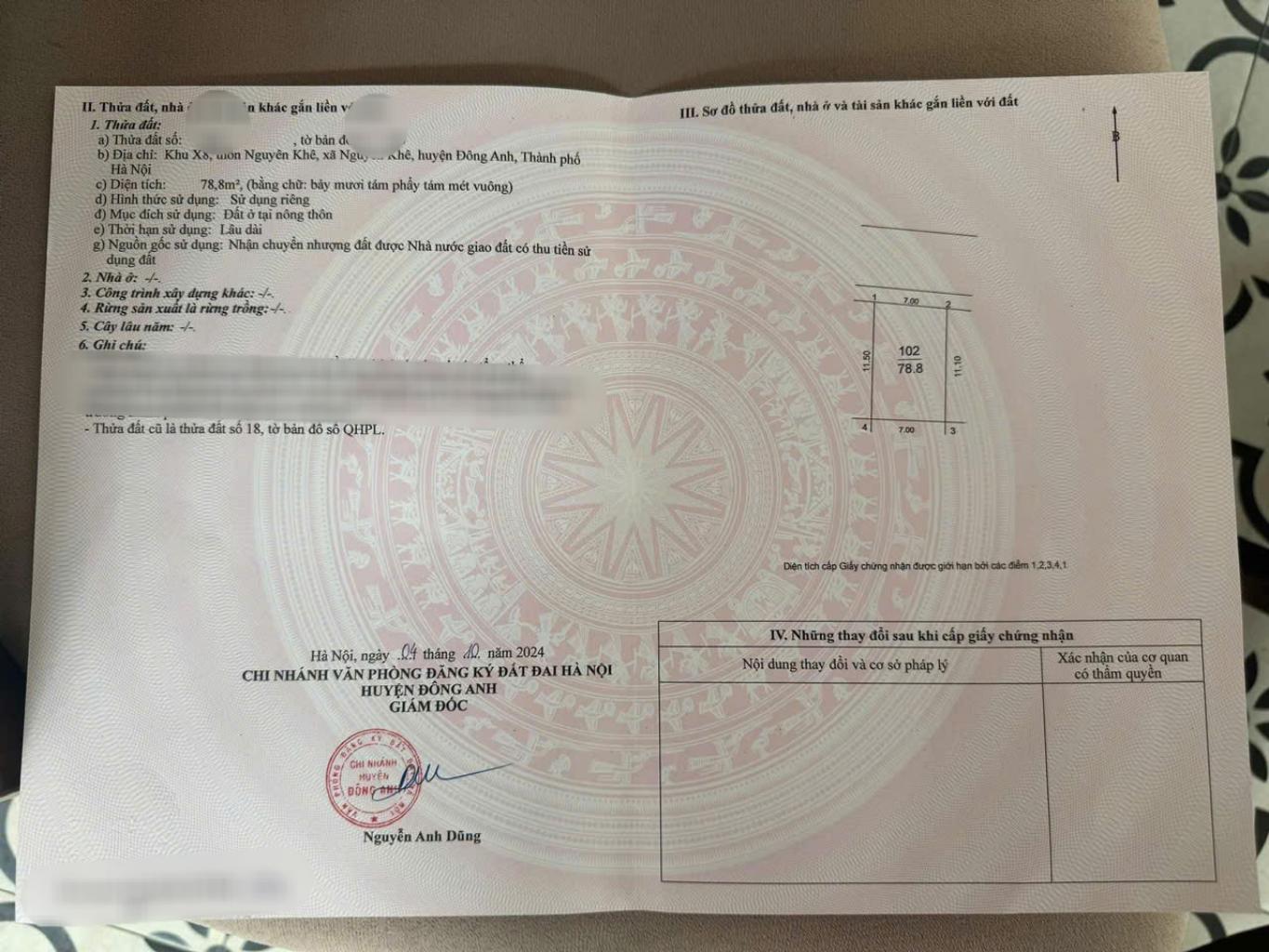 78,8 m2 ĐẤU GIÁ X8 NGUYÊN KHÊ GIÁ ĐẦU TƯ